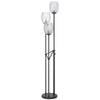 3 Light Torchiere Floor Lamp | Leaf Design Glass Shade | Black Metal 71"