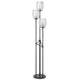 3 Light Torchiere Floor Lamp | Leaf Design Glass Shade | Black Metal 71"