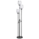 3 Light Torchiere Floor Lamp | Leaf Design Glass Shade | Black Metal 71"