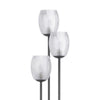 3 Light Torchiere Floor Lamp | Leaf Design Glass Shade | Black Metal 71"