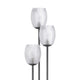 3 Light Torchiere Floor Lamp | Leaf Design Glass Shade | Black Metal 71"