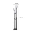 3 Light Torchiere Floor Lamp | Leaf Design Glass Shade | Black Metal 71"