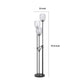 3 Light Torchiere Floor Lamp | Leaf Design Glass Shade | Black Metal 71"