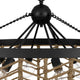 6 Light Pendant Chandelier | Caged Bowl Braided Rope | Black Metal 32"