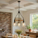 3 Light Chandelier | Rope Accents | Bubble Glass Bulbs | Black Metal 28"