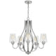 5 Light Chandelier | Teardrop Shape Glass Shades | Brushed Silver 26"
