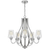 5 Light Chandelier | Teardrop Shape Glass Shades | Brushed Silver 26"