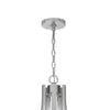 5 Light Chandelier | Teardrop Shape Glass Shades | Brushed Silver 26"