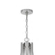 5 Light Chandelier | Teardrop Shape Glass Shades | Brushed Silver 26"