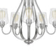 5 Light Chandelier | Teardrop Shape Glass Shades | Brushed Silver 26"