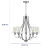 5 Light Chandelier | Teardrop Shape Glass Shades | Brushed Silver 26"