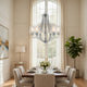 5 Light Chandelier | Teardrop Shape Glass Shades | Brushed Silver 26"