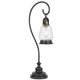 Table Lamp | Vintage Lantern Style | Bubble Glass Shade | Black Metal 32"