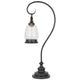Table Lamp | Vintage Lantern Style | Bubble Glass Shade | Black Metal 32"