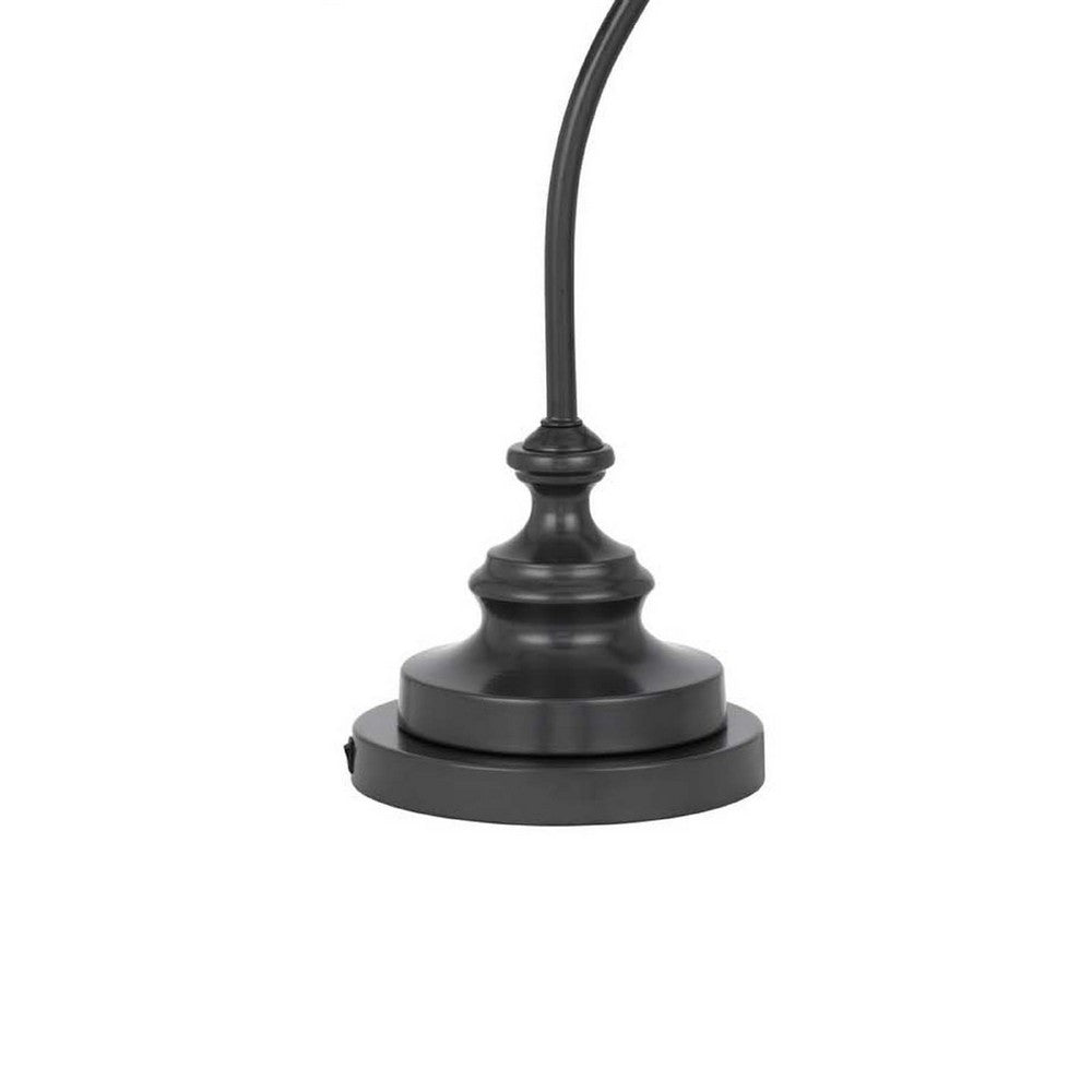 Table Lamp | Vintage Lantern Style | Bubble Glass Shade | Black Metal 32"