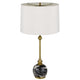 Table Lamp | White Drum Shade | Slim Brass Neck | Swirled Black Marble 29"