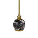 Table Lamp | White Drum Shade | Slim Brass Neck | Swirled Black Marble 29"