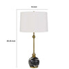 Table Lamp | White Drum Shade | Slim Brass Neck | Swirled Black Marble 29"