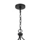 6 Light Chandelier | Caged Round Oval | Glass Shades | Black Metal 24"