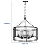 6 Light Chandelier | Caged Round Oval | Glass Shades | Black Metal 24"
