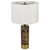 Table Lamp | White Drum Shade | Brass Base | Swirled Black Marble 22"
