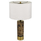Table Lamp | White Drum Shade | Brass Base | Swirled Black Marble 22"