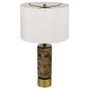 Table Lamp | White Drum Shade | Brass Base | Swirled Black Marble 22"