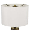 Table Lamp | White Drum Shade | Brass Base | Swirled Black Marble 22"