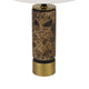 Table Lamp | White Drum Shade | Brass Base | Swirled Black Marble 22"