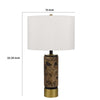 Table Lamp | White Drum Shade | Brass Base | Swirled Black Marble 22"