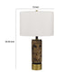 Table Lamp | White Drum Shade | Brass Base | Swirled Black Marble 22"