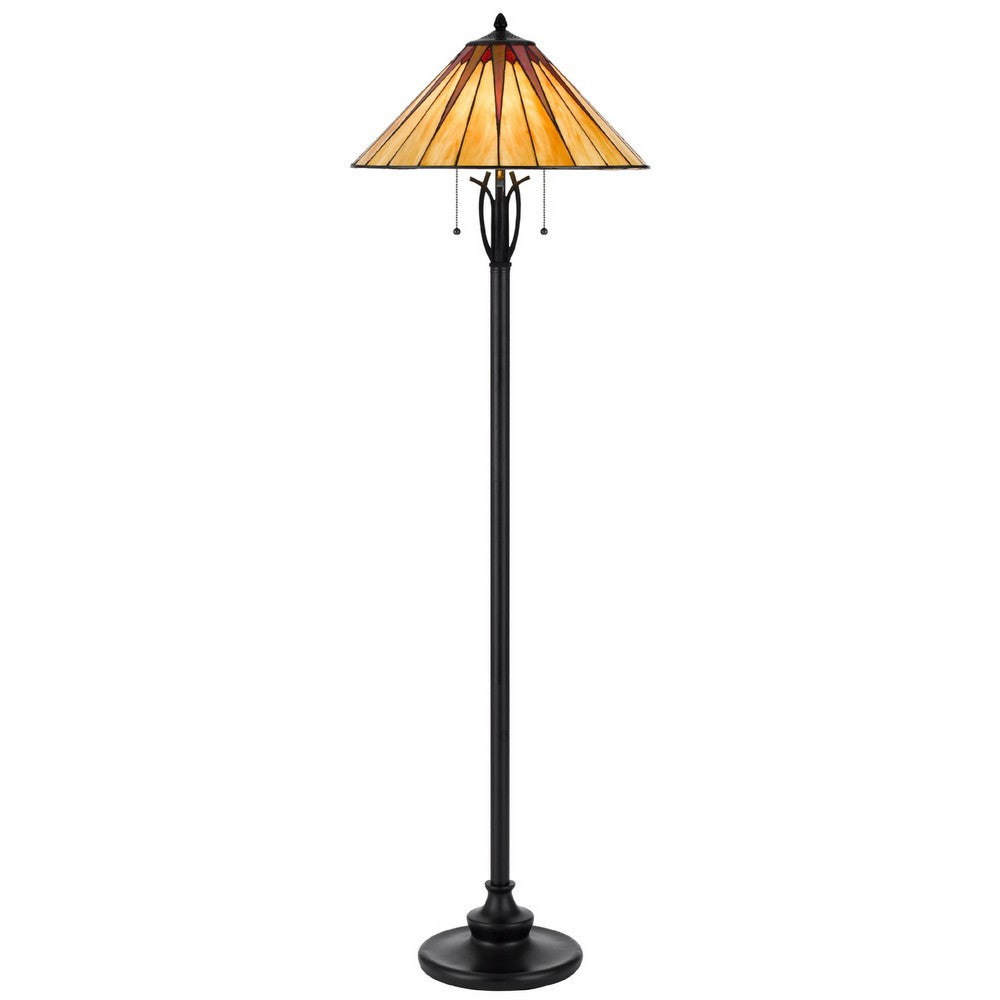 Eli Floor Lamp | Stained Tiffany Glass Shade | Hand Painted | Bronze 61"