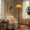 Eli Floor Lamp | Stained Tiffany Glass Shade | Hand Painted | Bronze 61"