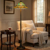 Eli Tiffany Shade Floor Lamp with Hand Painted Dragonfly | Brass 63"