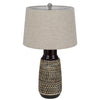 Bora Table Lamp Set of 2 | Antique Silver Burlap Shade | Black Ceramic