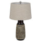 Bora Table Lamp Set of 2 | Antique Silver Burlap Shade | Black Ceramic