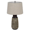 Bora Table Lamp Set of 2 | Antique Silver Burlap Shade | Black Ceramic