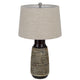 Bora Table Lamp Set of 2 | Antique Silver Burlap Shade | Black Ceramic