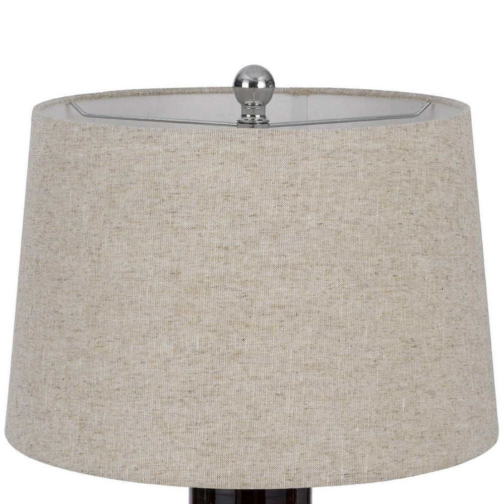 Bora Table Lamp Set of 2 | Antique Silver Burlap Shade | Black Ceramic