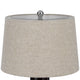 Bora Table Lamp Set of 2 | Antique Silver Burlap Shade | Black Ceramic