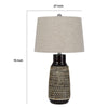 Bora Table Lamp Set of 2 | Antique Silver Burlap Shade | Black Ceramic