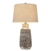 Bora Table Lamp Set of 2 | Burlap Shade | Brown Ceramic | Distressed White