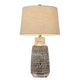Bora Table Lamp Set of 2 | Burlap Shade | Brown Ceramic | Distressed White