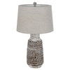 Bora Table Lamp Set of 2 | Burlap Shade | Brown Ceramic | Distressed White