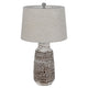 Bora Table Lamp Set of 2 | Burlap Shade | Brown Ceramic | Distressed White