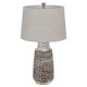 Bora Table Lamp Set of 2 | Burlap Shade | Brown Ceramic | Distressed White