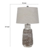 Bora Table Lamp Set of 2 | Burlap Shade | Brown Ceramic | Distressed White