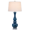Table Lamp Set of 2 | Off-White Shade | Blue Candlestick Glass Body 32"