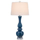 Table Lamp Set of 2 | Off-White Shade | Blue Candlestick Glass Body 32"