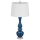 Table Lamp Set of 2 | Off-White Shade | Blue Candlestick Glass Body 32"